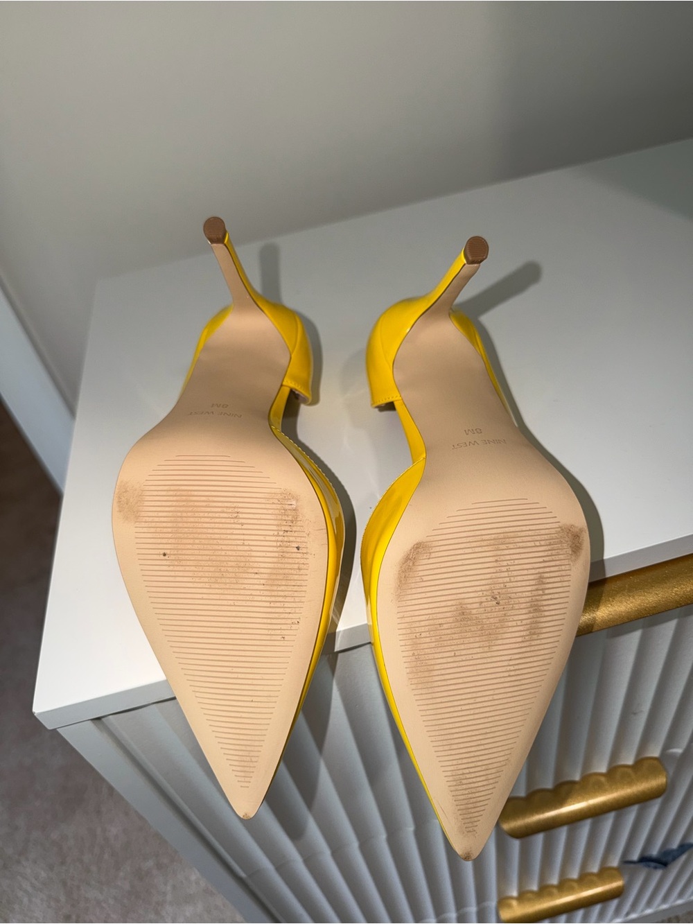 Nine West Bright Yellow Pointed-Toe Patent Pumps - Picture 6 of 7